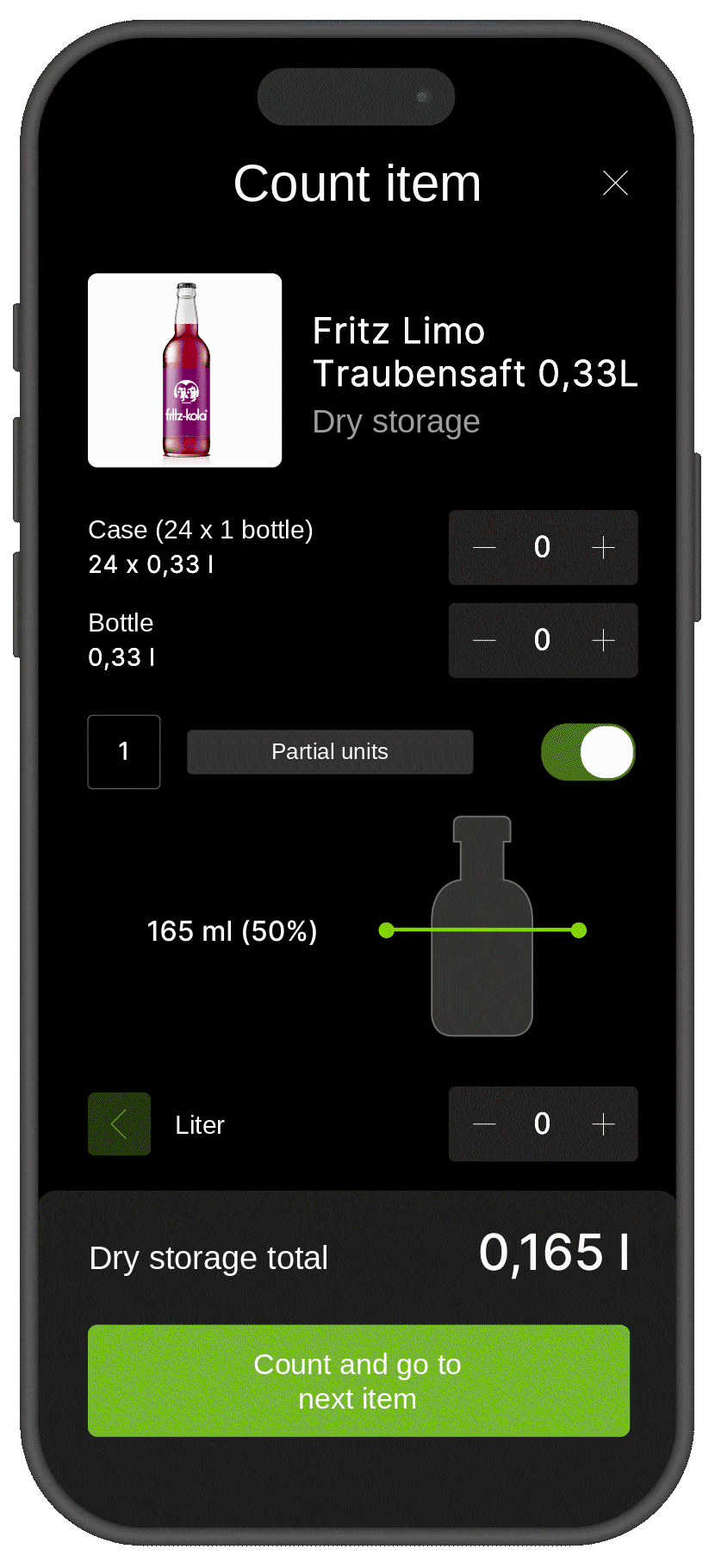 FoodNotify app: stock count